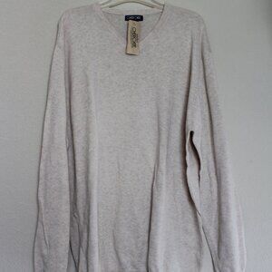Cherokee Men's 100% Cotton V-Neck Sweater, XXL, Oat Heather